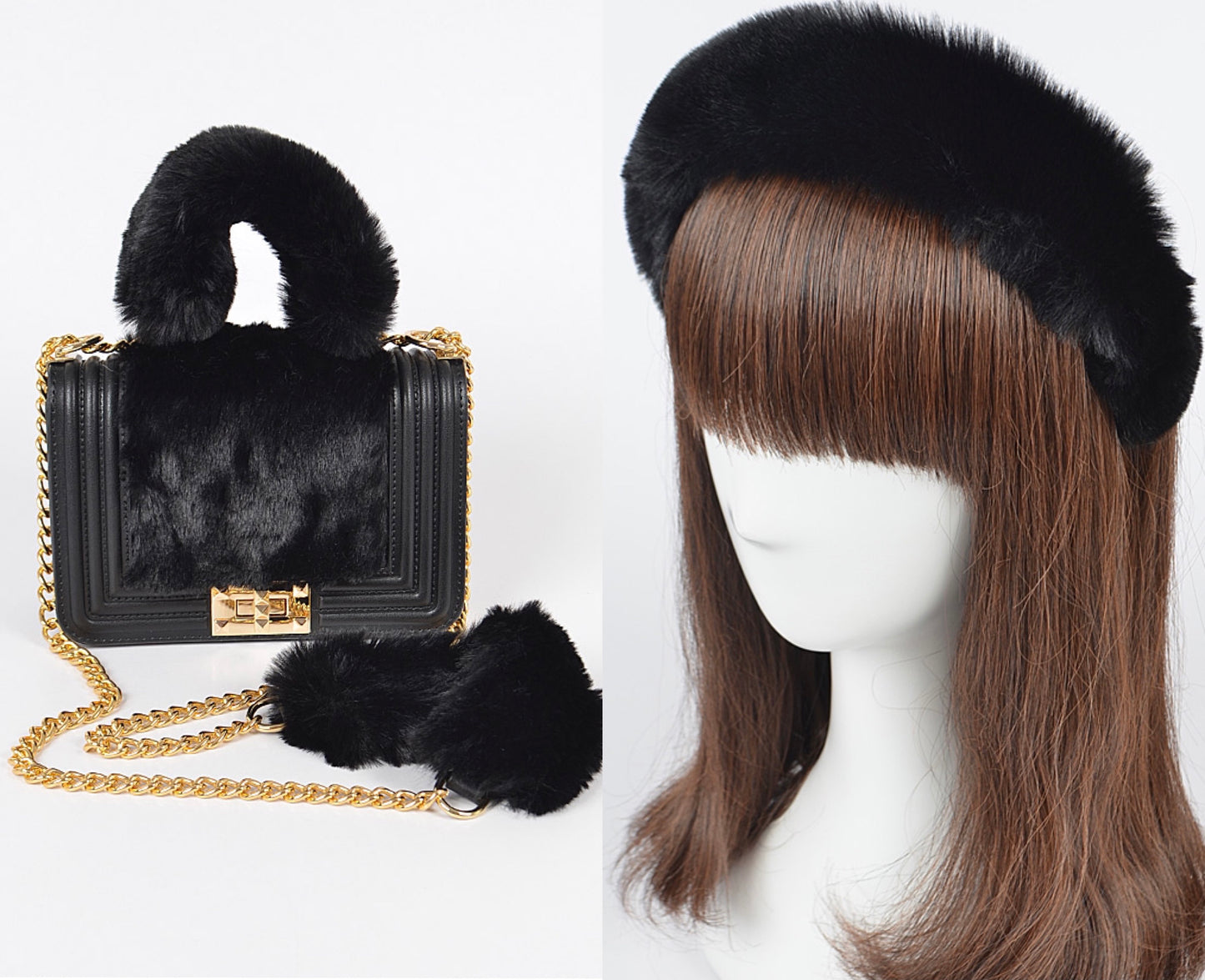 Furry Handbag Set