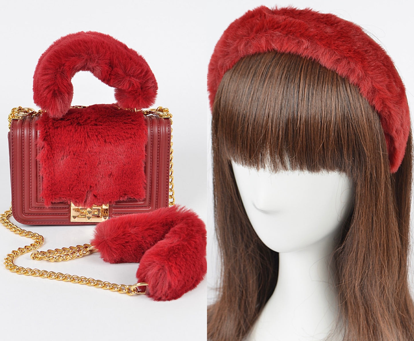 Furry Handbag Set