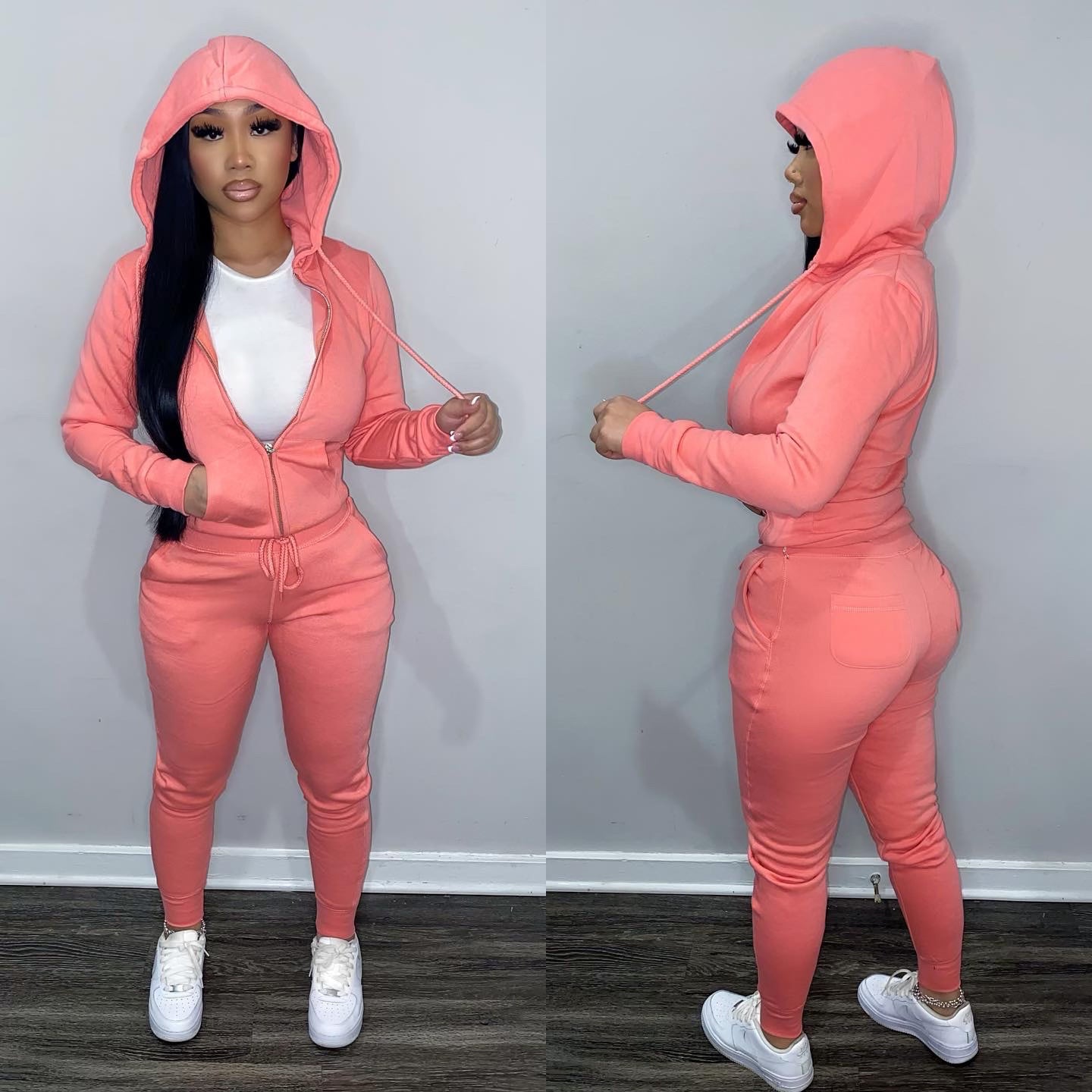 The “Chill” Zip Up Set (PEACH)