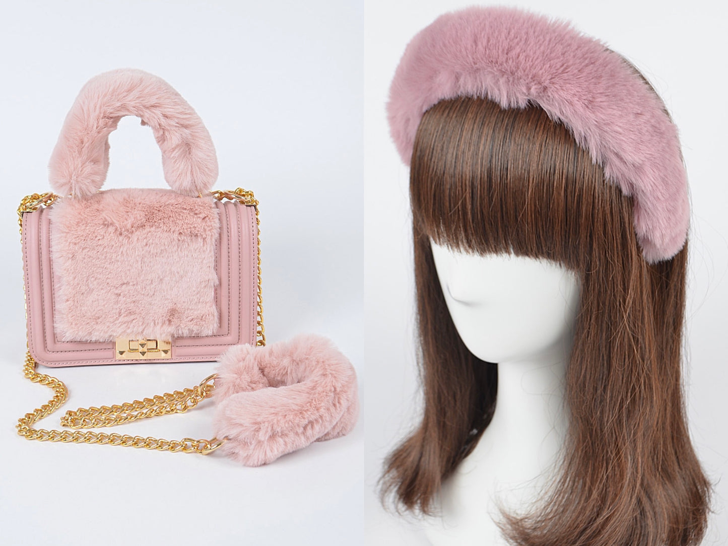 Furry Handbag Set