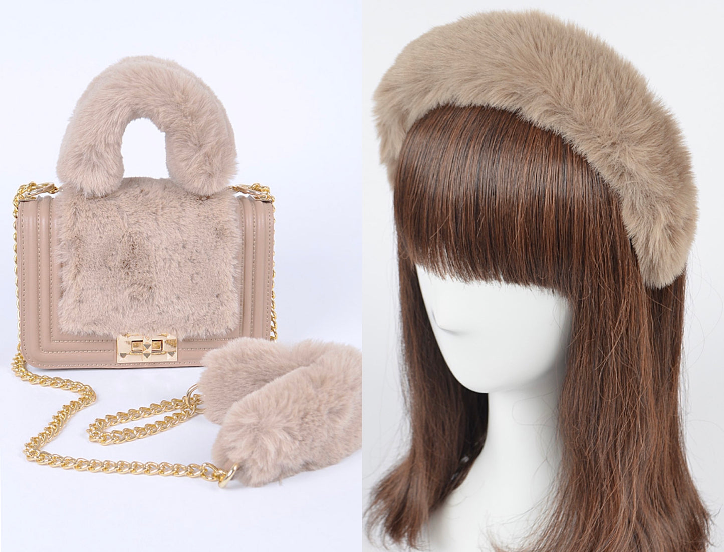 Furry Handbag Set